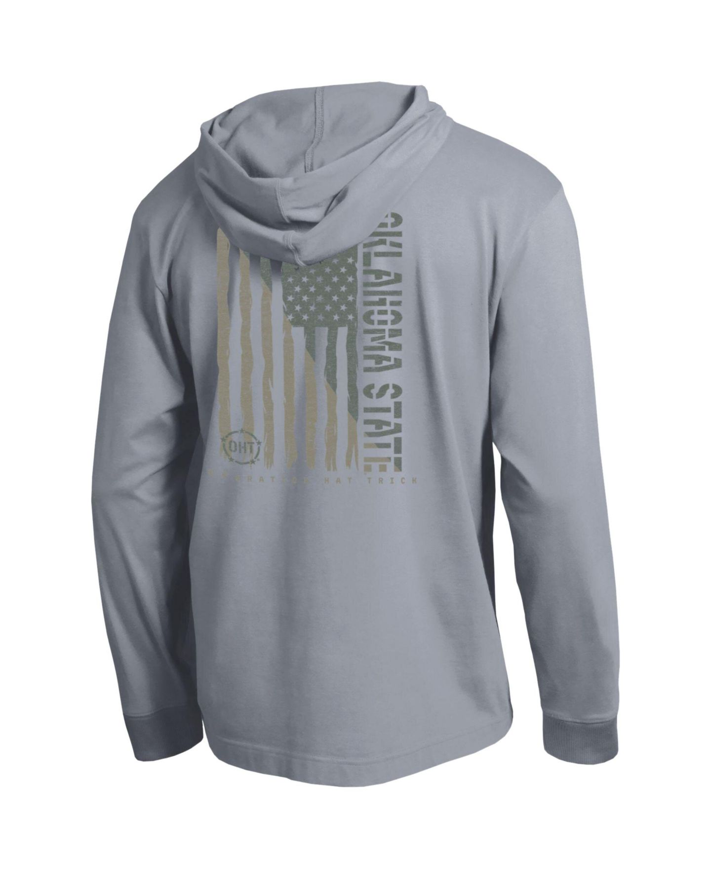 Мужская футболка Champion Heather Gray Oklahoma State Cowboys Operation Hat Trick Flag Hooded Long-Sleeve — фото 5