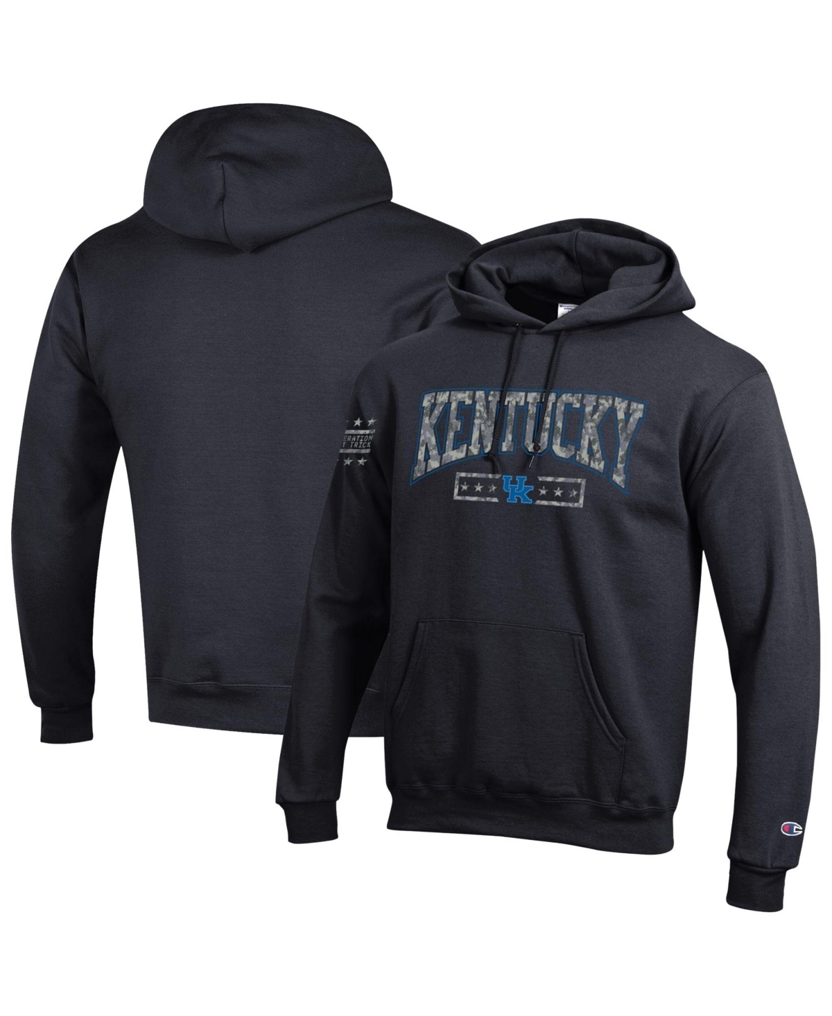 Champion Men's Black Kentucky Wildcats Operation Hat Trick Camo Script Powerblend Fleece Hoodie - Black