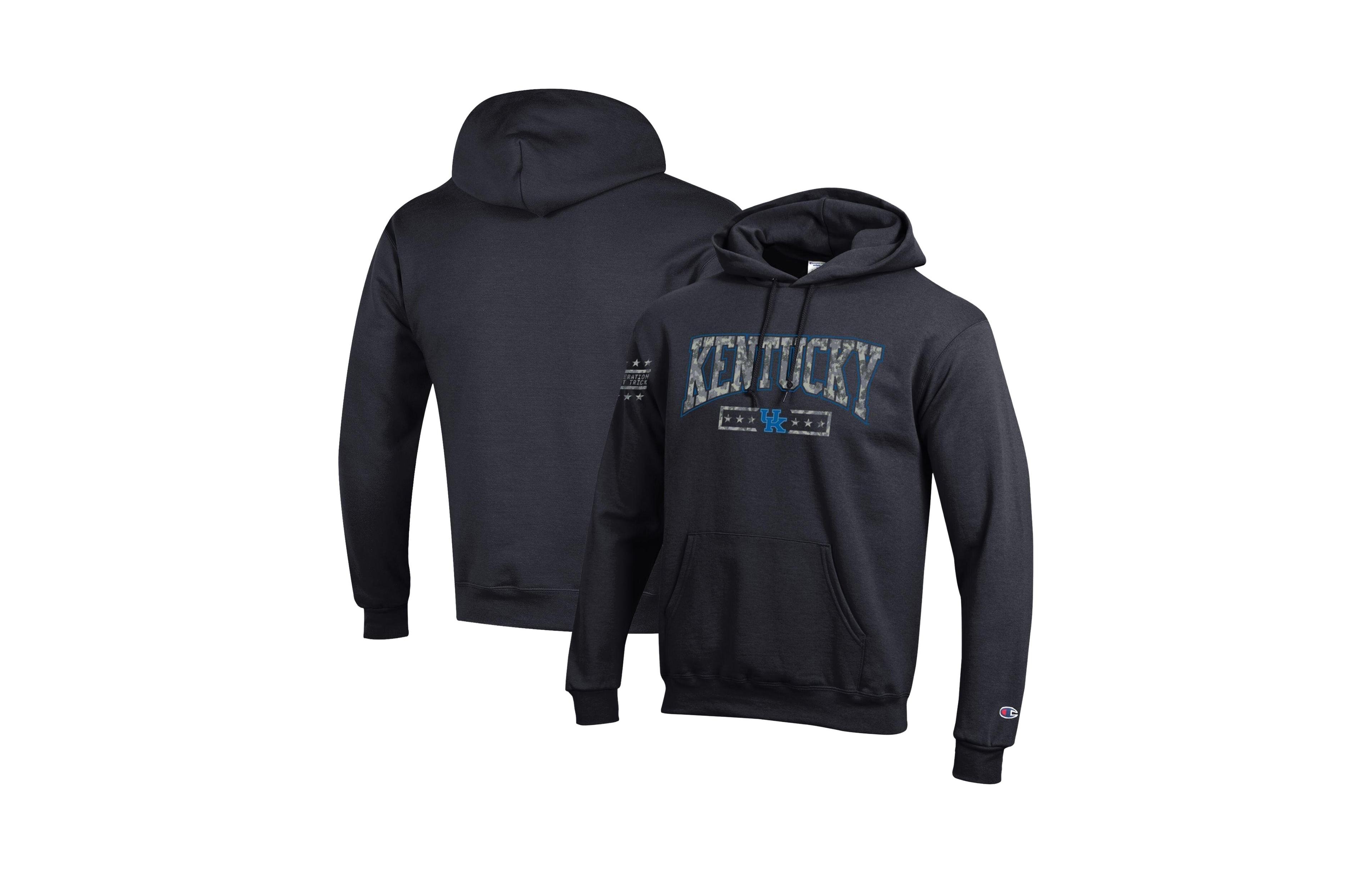 Champion Men's Black Kentucky Wildcats Operation Hat Trick Camo Script Powerblend Fleece Hoodie