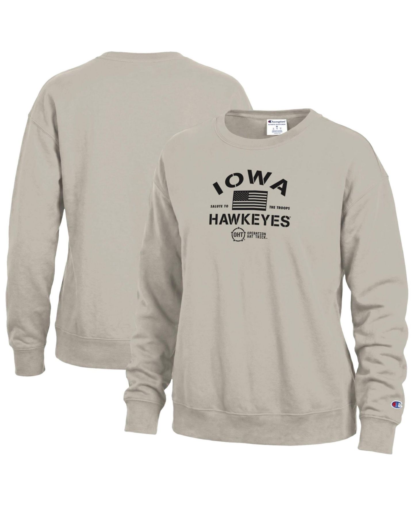 Женская толстовка Champion Tan Iowa Hawkeyes Operation Hat Trick Powerblend — фото 1