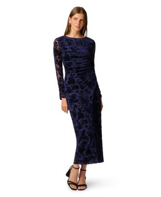 Women's Long-Sleeve Ruched Floral-Print Dress