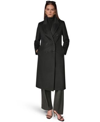 Women's Double-Breasted Long Wool-Cashmere Blend Coat