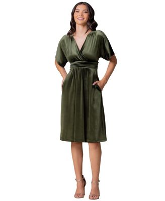 Women's Angelic Velvet Midi Cocktail Dress with Pockets