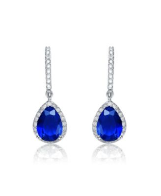 Genevive Sterling Silver Brilliant Cubic Zirconia Teardrop Halo Earrings