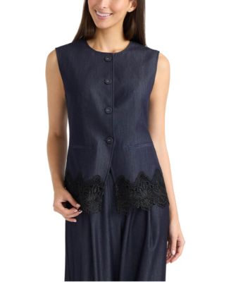 Women's Lace Trim Long Vest