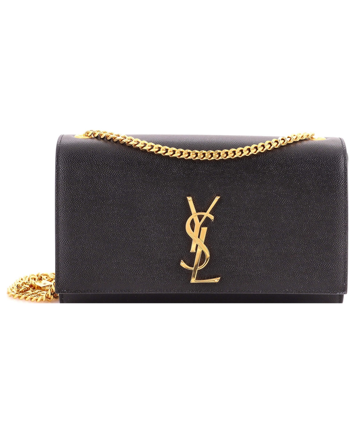 Pre-Owned Saint Laurent Medium Classic Monogram Crossbody Bag Grainy Leather - Black