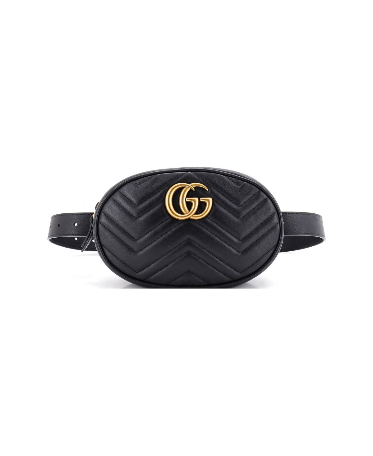 Pre-Owned Gucci Gg Marmont Belt Bag Matelasse Leather - Black