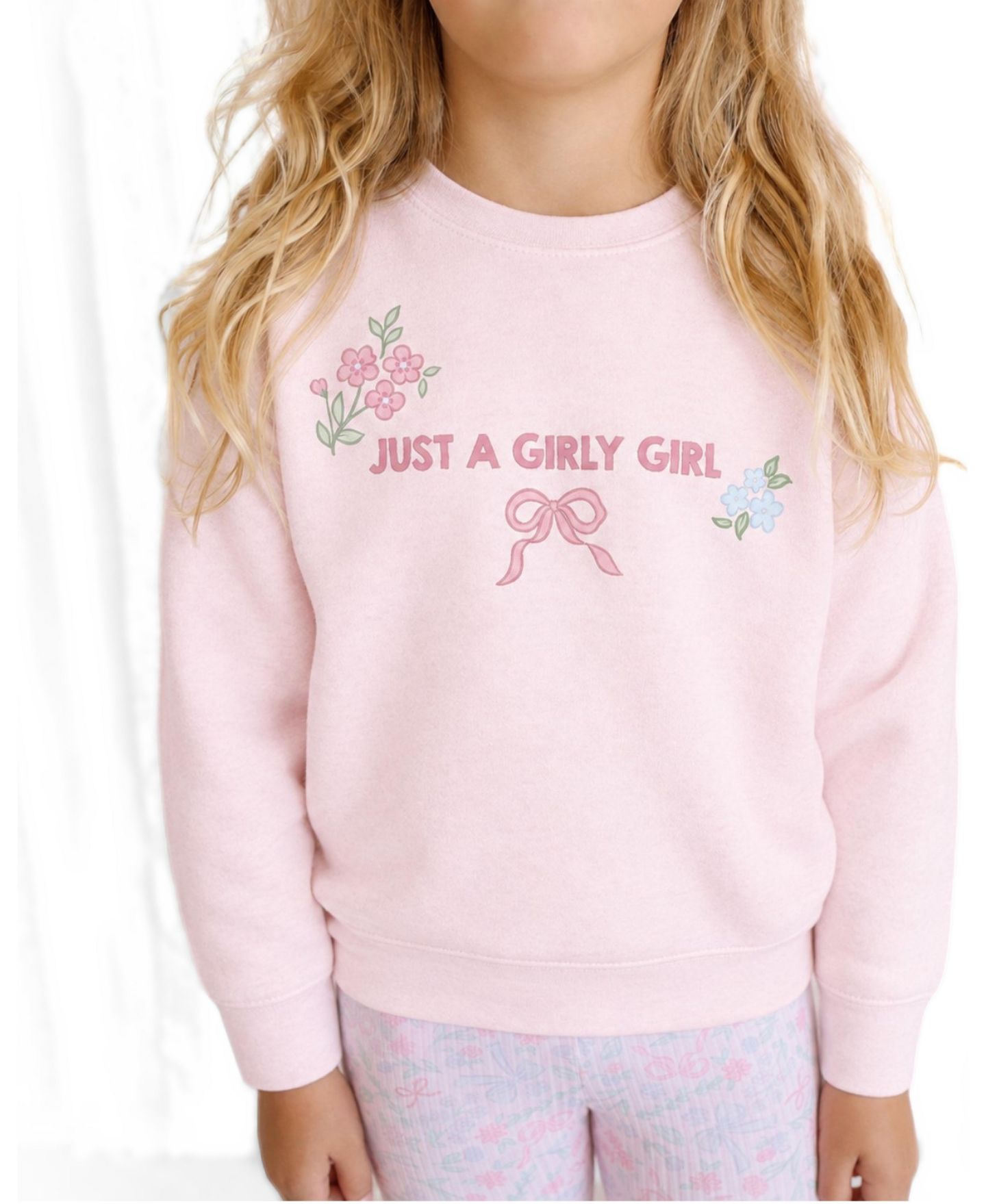 Толстовка Sweet Wink Bow Trellis Floral and Bow Crewneck для девочек, цвет: Розовый — фото 3
