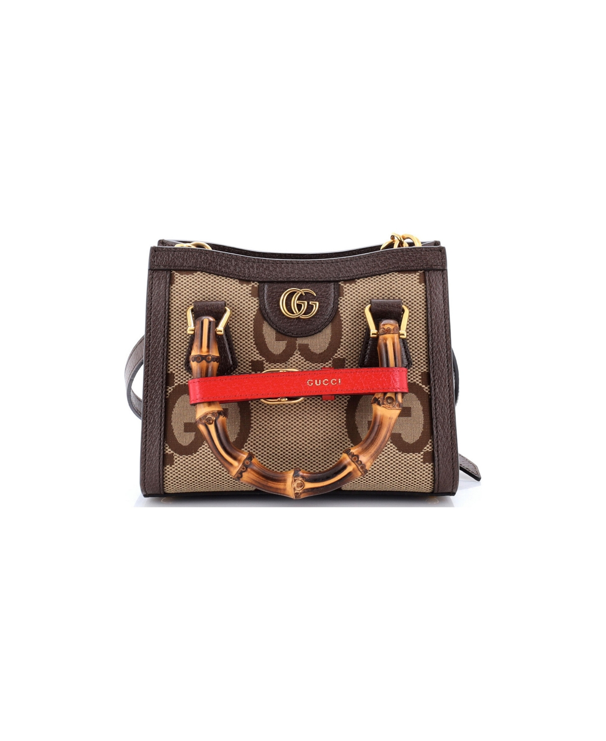 Pre-Owned Gucci Mini Diana Nm Bamboo Handle Tote Jumbo Gg Canvas - Brown