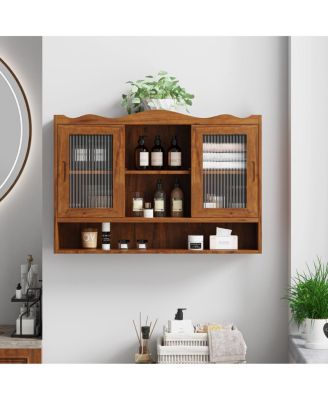 35.4" Retro 2-Door Sliding Storage Cabinet
