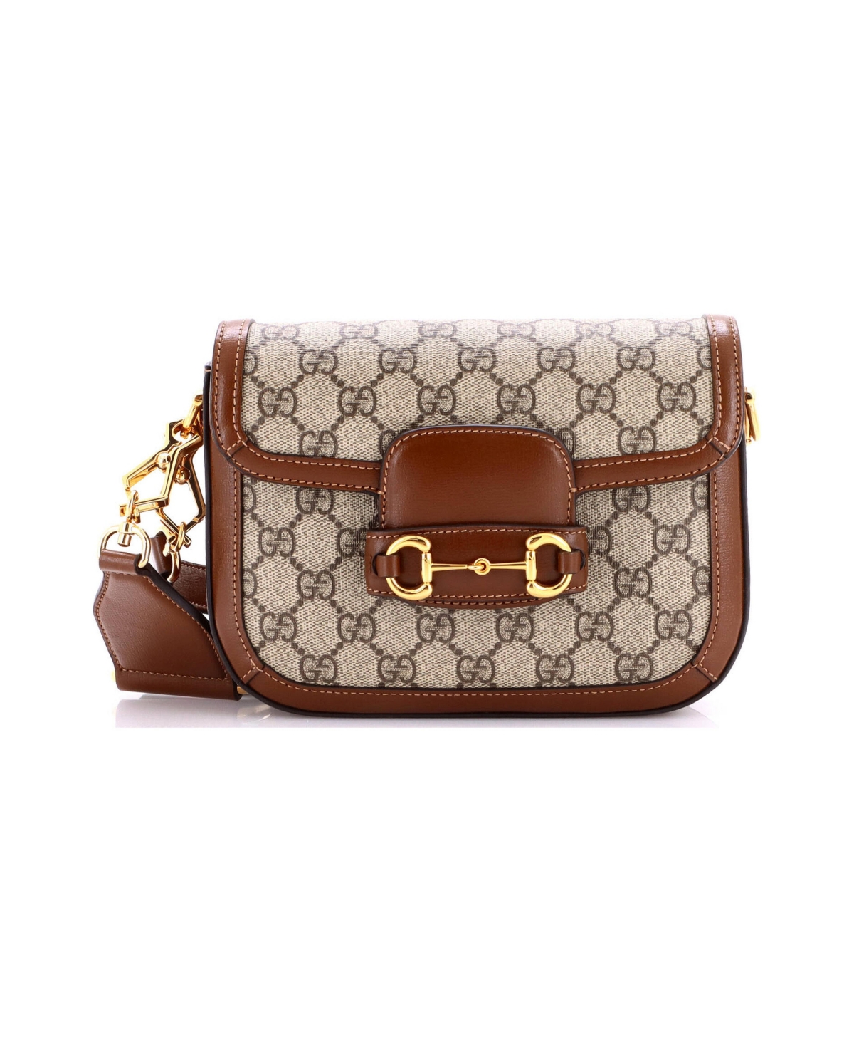 Pre-Owned Gucci Mini Horsebit 1955 Shoulder Bag Gg Coated Canvas with Leather - Brown