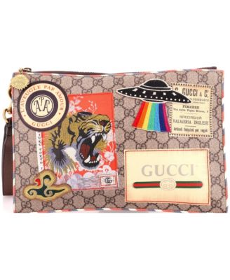 Courrier Pouch GG Coated Canvas with Applique