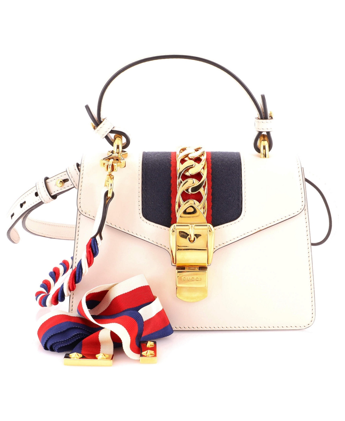 Pre-Owned Gucci Mini Sylvie Top Handle Bag Leather - White