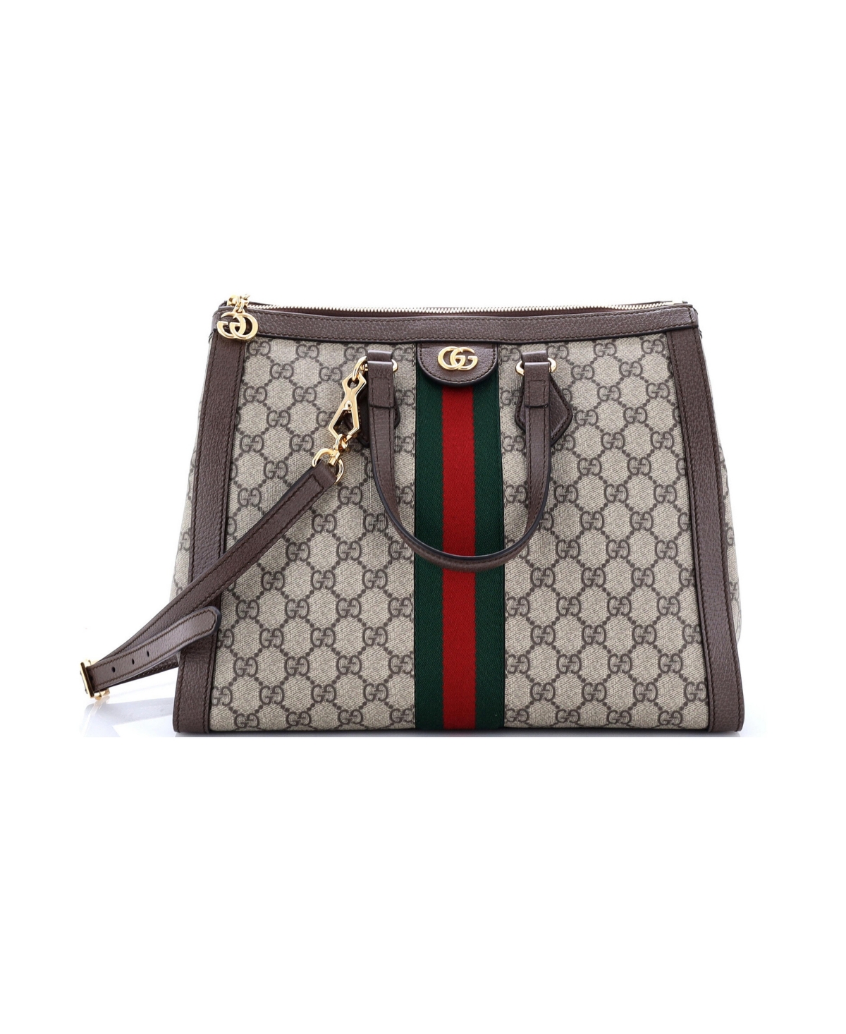 Pre-Owned Gucci Medium Ophidia Top Handle Tote Gg Coated Canvas - Brown