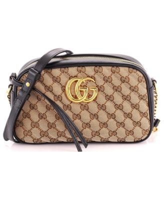 Small GG Marmont Shoulder Bag Diagonal Quilted GG Canvas with Leather