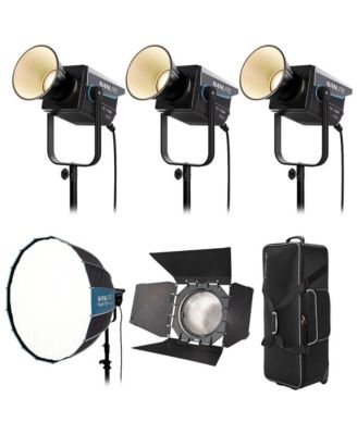 FC-720 750W Bi-Color LED 3-Light Kit, Bundle with Rapid 90 Parabolic Softbox, FL-20G Fresnel Lens and CB-06 Wheeled Hard Carrying Case