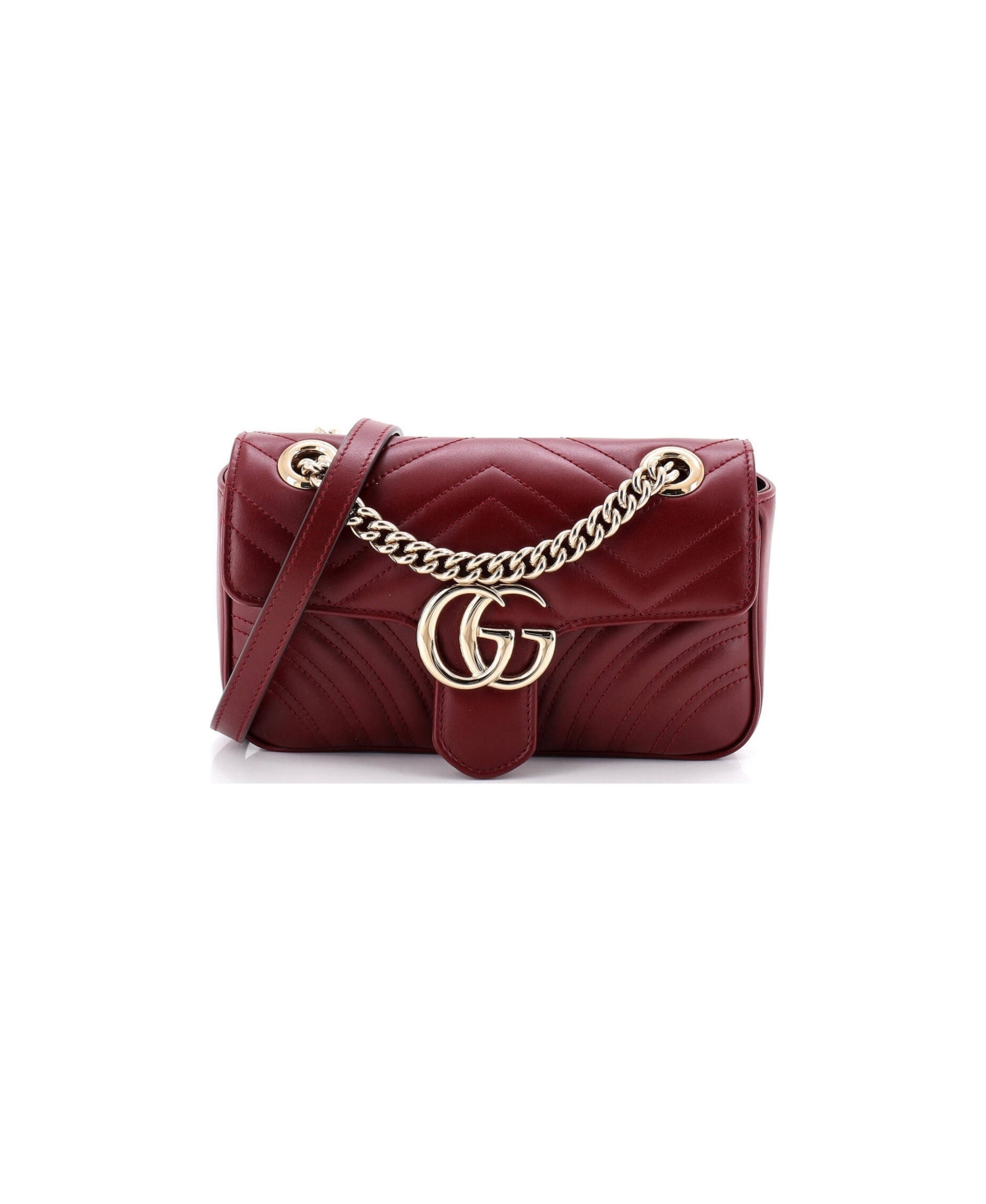 Pre-Owned Gucci Small Gg Marmont Flap Bag Matelasse Leather - Brown