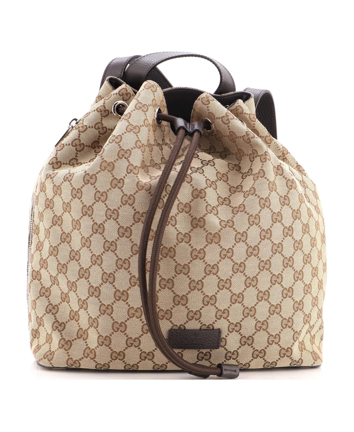 Pre-Owned Gucci Medium Drawstring Backpack Gg Canvas - Brown