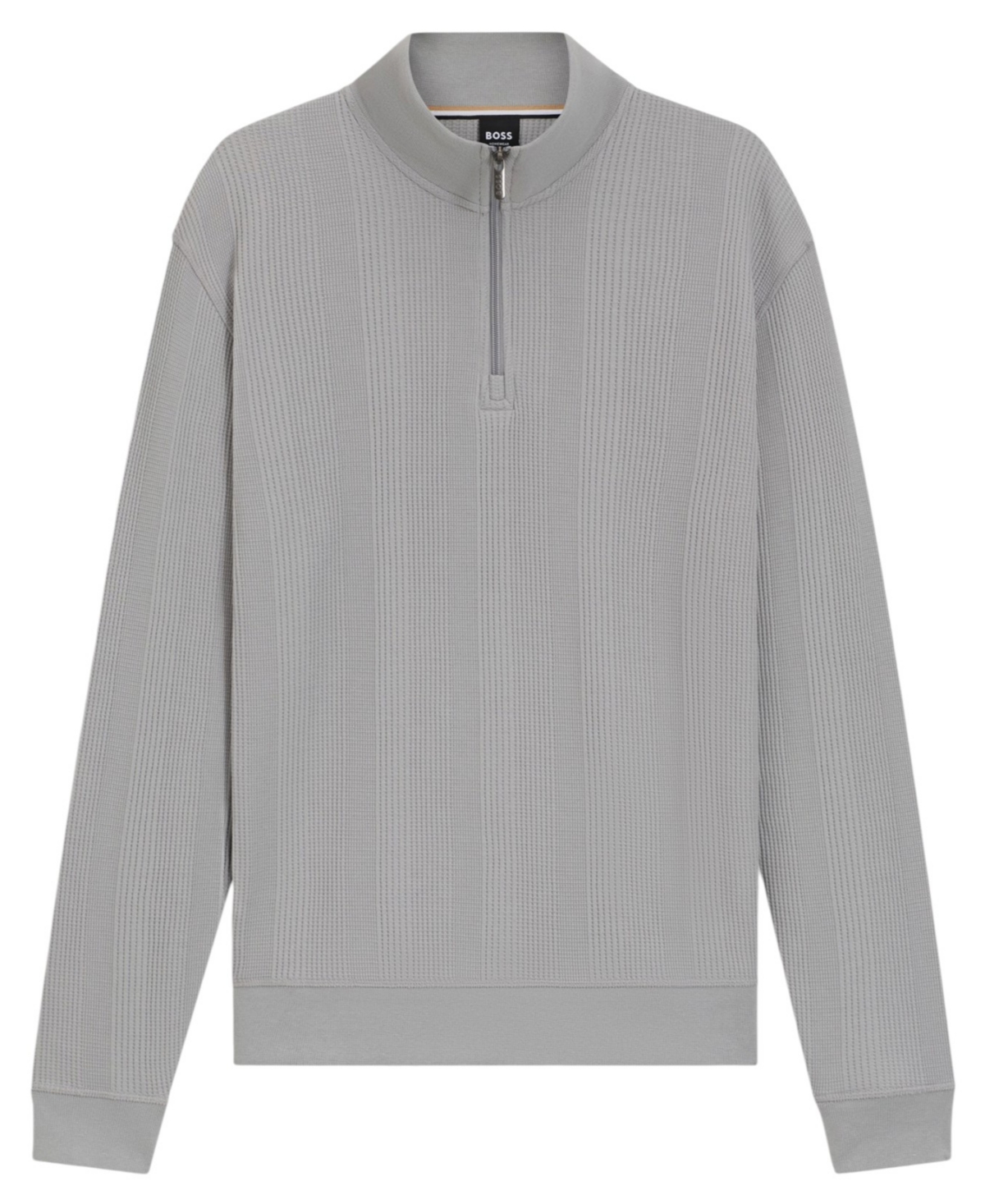 Boss by Hugo Boss Men's Structure 1/4-Zip Mock-Neck Cotton Blend Sweatshirt - Light Gray