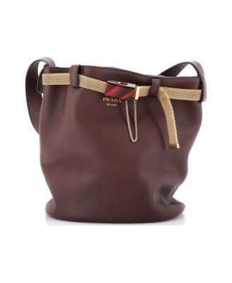 Jeweled Belt Bucket Bag Leather