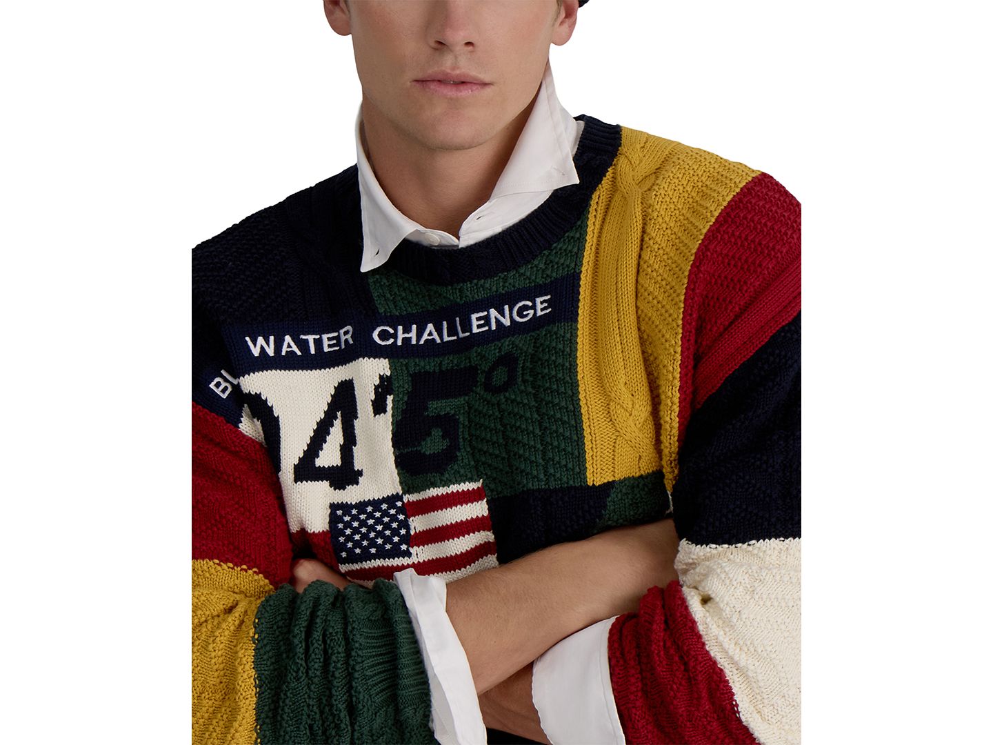 Мужской свитер Nautica Patchwork Crew Embroidered, цвет: Тёмно-синий — фото 3