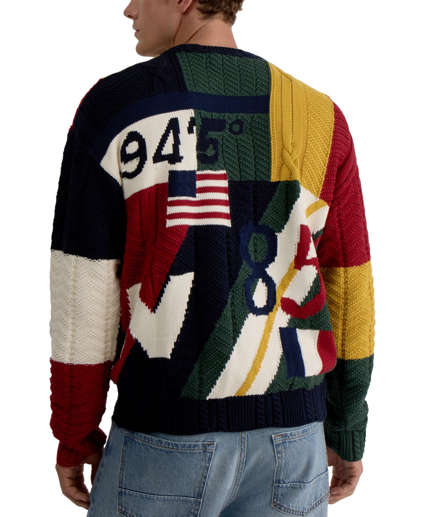 Мужской свитер Nautica Patchwork Crew Embroidered, цвет: Тёмно-синий — фото 4