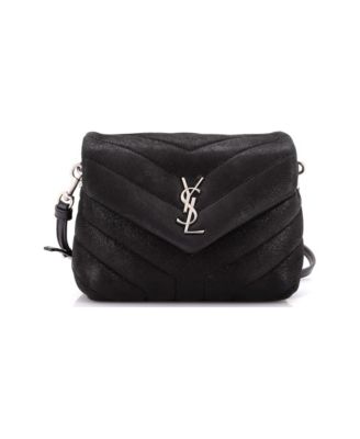 Toy Loulou Shoulder Bag Matelasse Chevron Glittered Suede