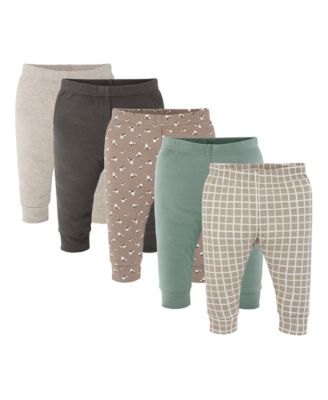 Boys' and Girls' Earthy Neutrals Pull-On Baby Pants, 5-Piece Set