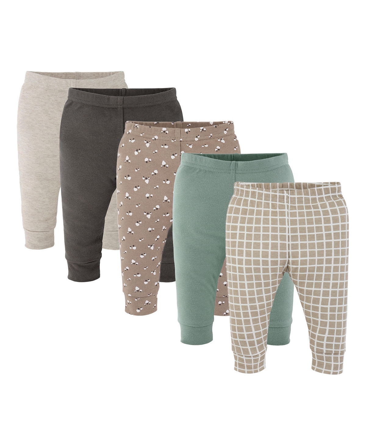 The Peanutshell Boys' and Girls' Earthy Neutrals Pull-On Baby Pants, 5-Piece Set - Dark stripe denim