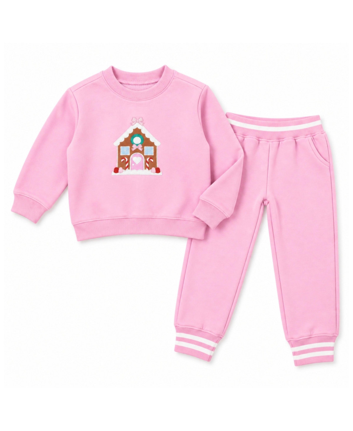 Bits & Bows Toddler Girls' 2T-5T Long-Sleeve Gingerbread Sweatshirt and Joggers, 2-Piece Set