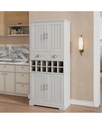  Tall Wine Storage Cabinet with Removable Rack and Drawers