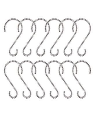 Rust-Proof Zinc Decorative Shower Curtain Hooks, Smooth Glide S-Hooks- Set of 12