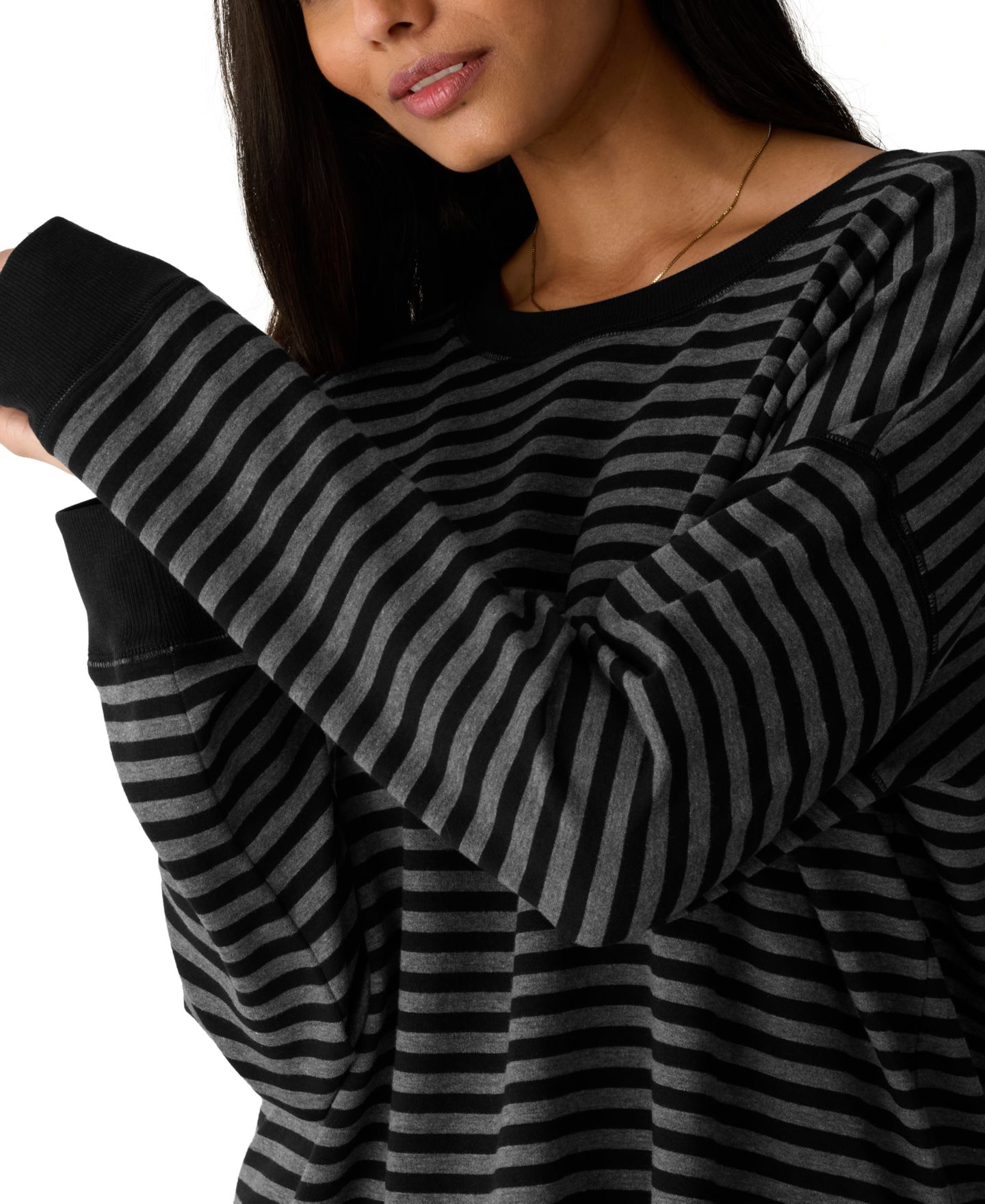 Женский топ Eileen Fisher Hug Striped Long-Sleeve Crewneck, цвет: Blash — фото 3