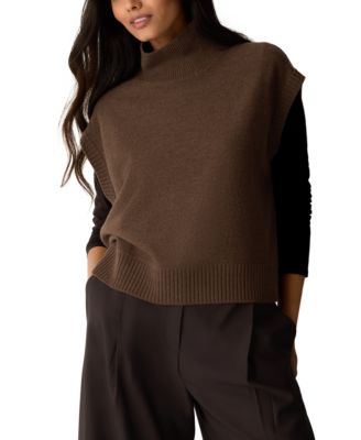 Women's Sleeveless Turtleneck Lightweight Wool Sweater