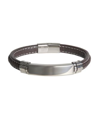 Men's Silver-Tone Stainless Steel ID Plaque Bracelet
