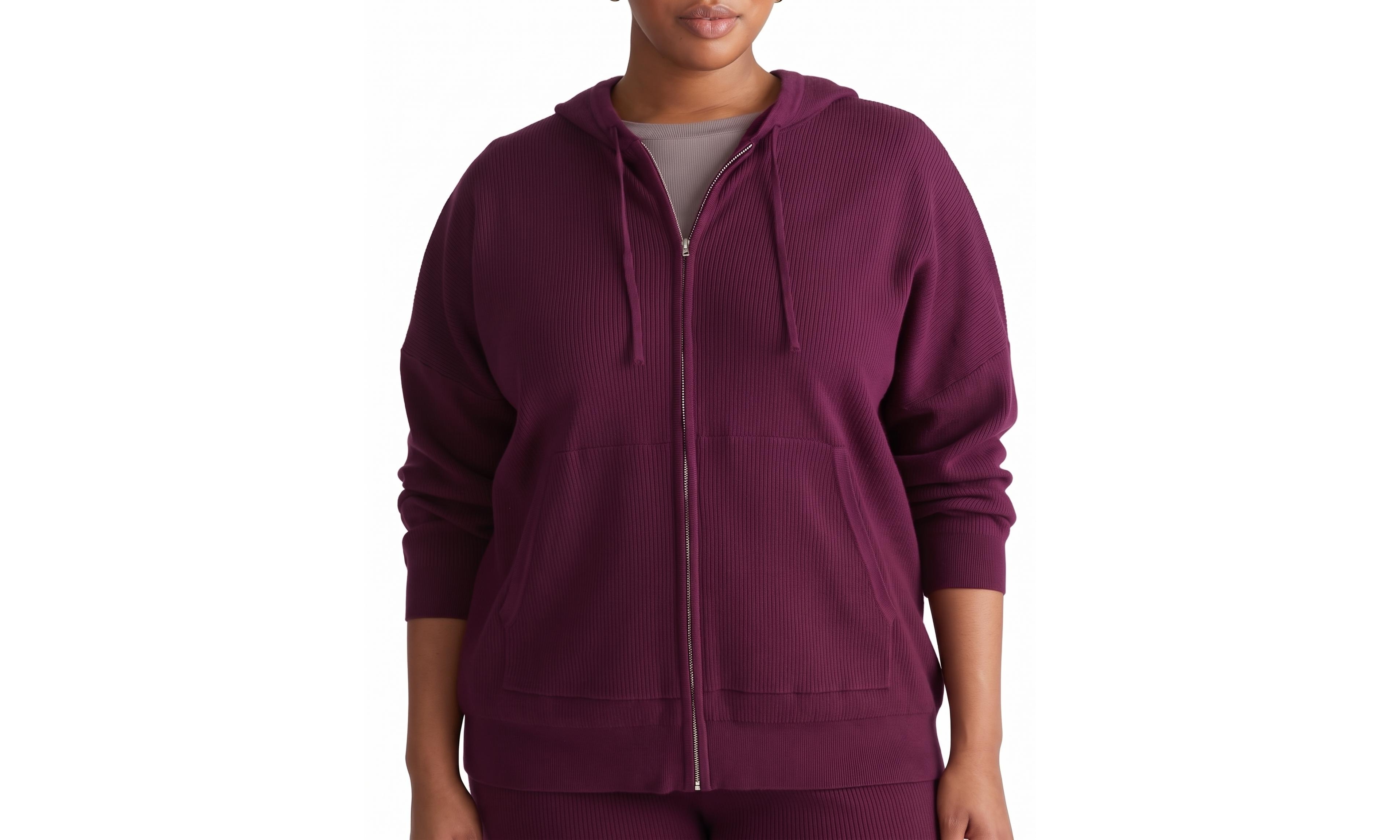 Universal Standard Plus Mila Knitted Zip-Up Long-Sleeve Hoodie
