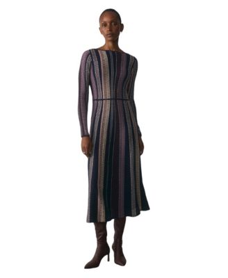 Women's Atri Long-Sleeve Boat Neck Midi Dress