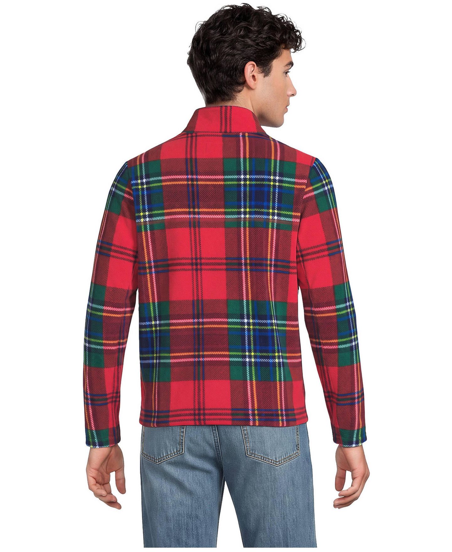 Мужской свитер Lands' End Anyweather Fleece Print Quarter Zip Pullover, цвет: Красный — фото 3