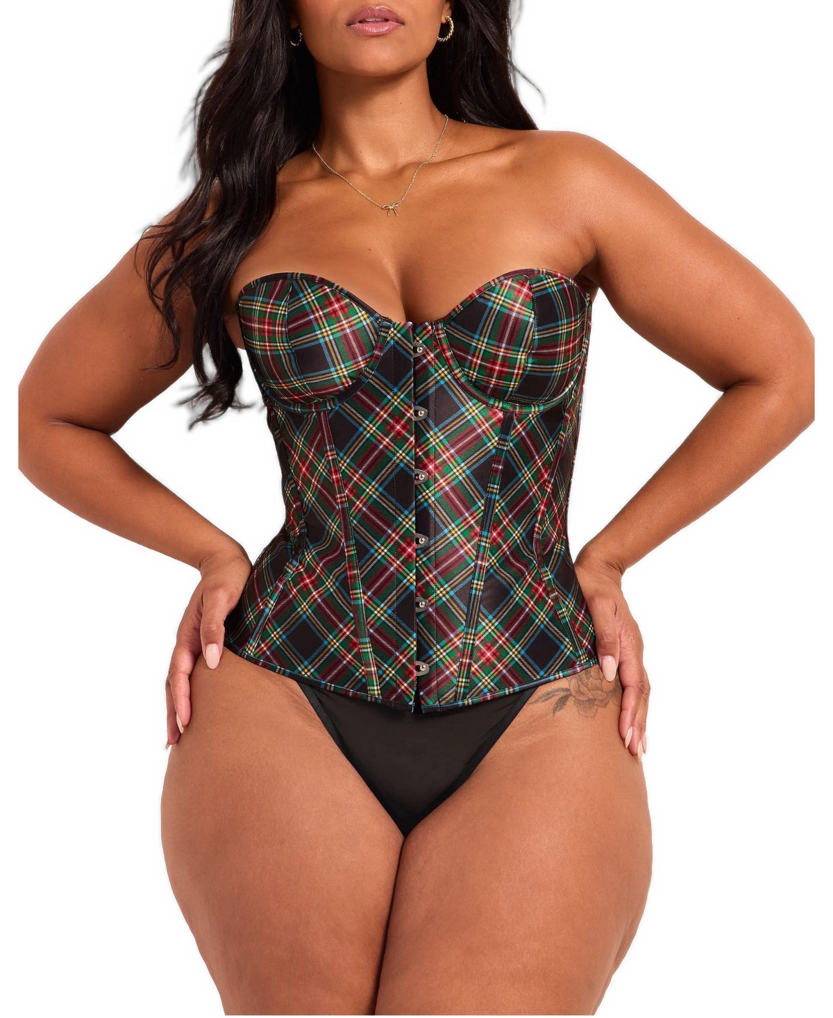 Adore Me Plus Size Bria Contour Balconette Corset - Plaid black