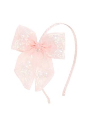 Girls Pearl Confetti Bow Satin Lined Headband
