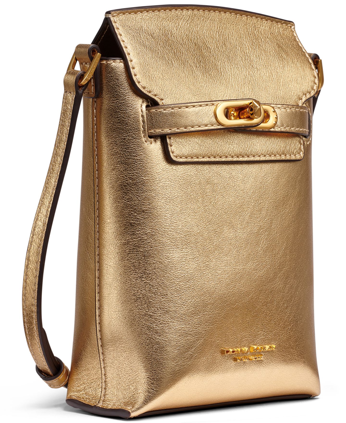 Женская сумка Donna Karan New York Bridgehampton North-South Leather Adjustable Mini Crossbody, цвет: Золотой — фото 3