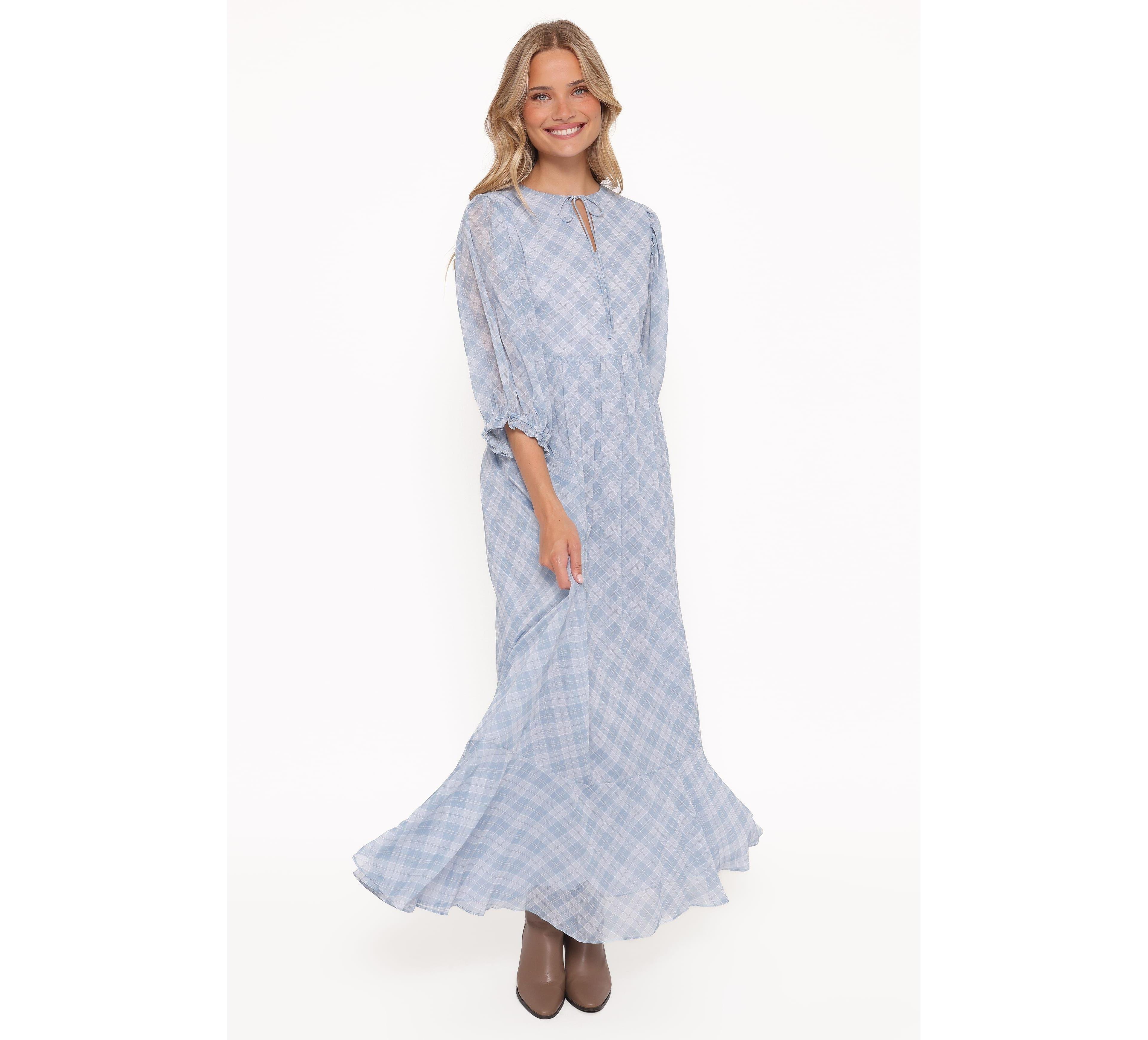 Petal and Pup Women's Cassina Plaid 3/4-Sleeve Maxi Dress