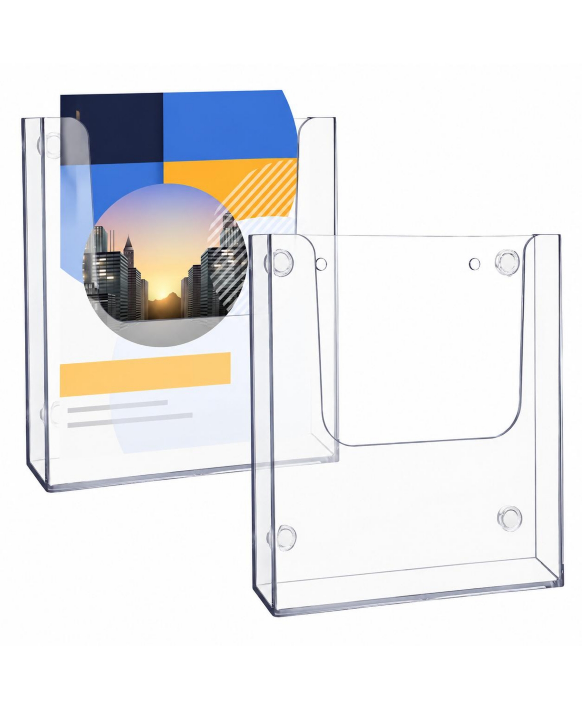 Lowking 2 Pack Magnetic Acrylic Pamphlet Holder Wall Mount Clear Display Stand - Default