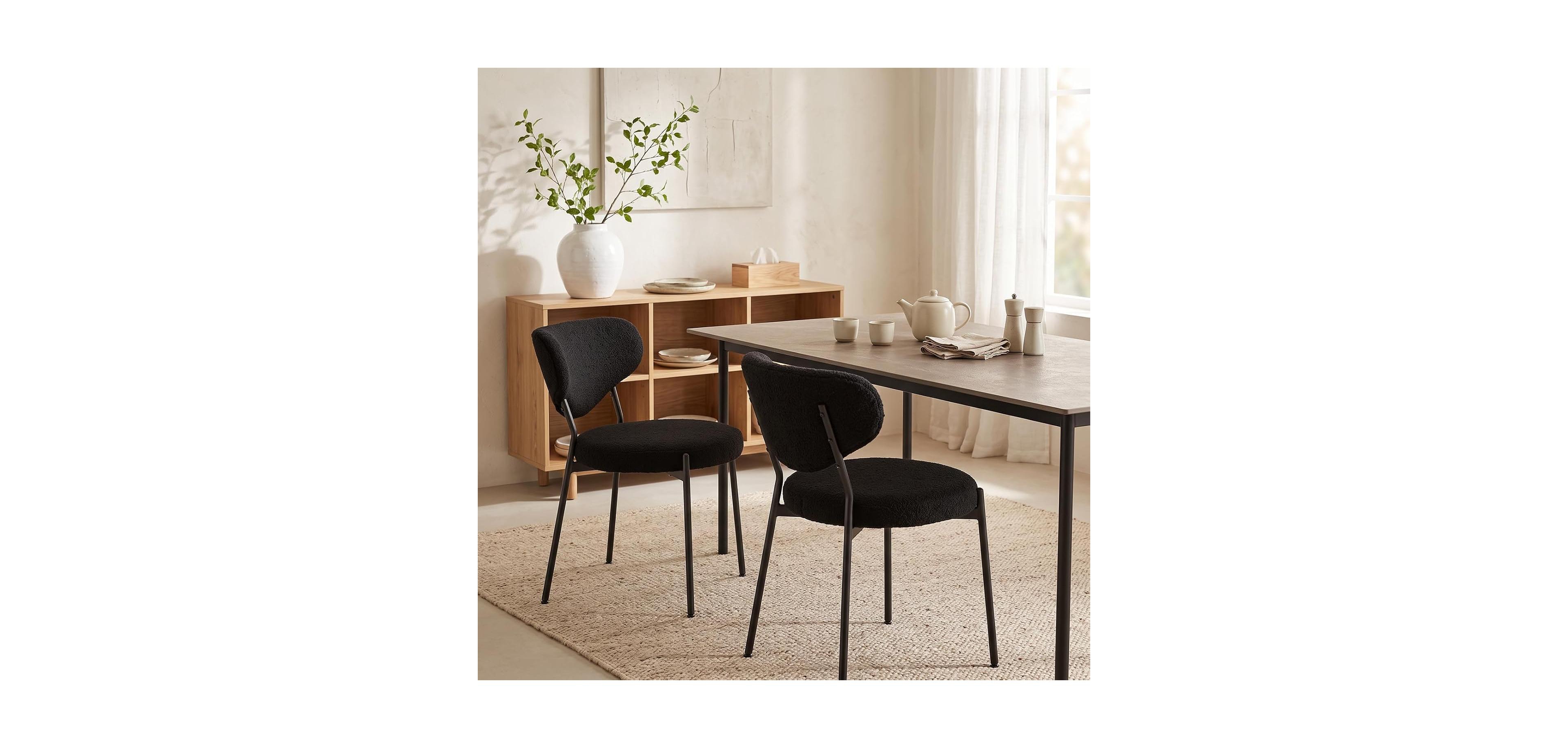homfan Modern Fabric Farmhouse Dining Chairs Set of 2