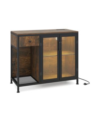 Modern Sideboard Cabinet with LED Lights and Power Outlets for Dining Room Cabinet