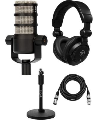 PodMic Dynamic Podcasting Microphone with Headphones, Stand, Cable