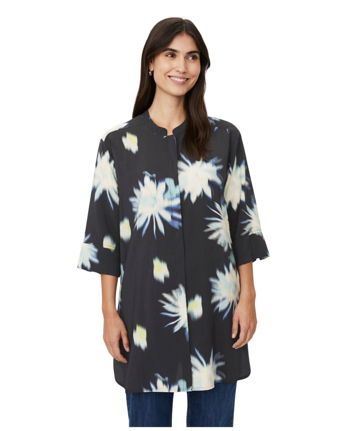 Masai Copenhagen Women's Geam Floral 3/4-Sleeve Loose-Fit Shirt - Muted lime