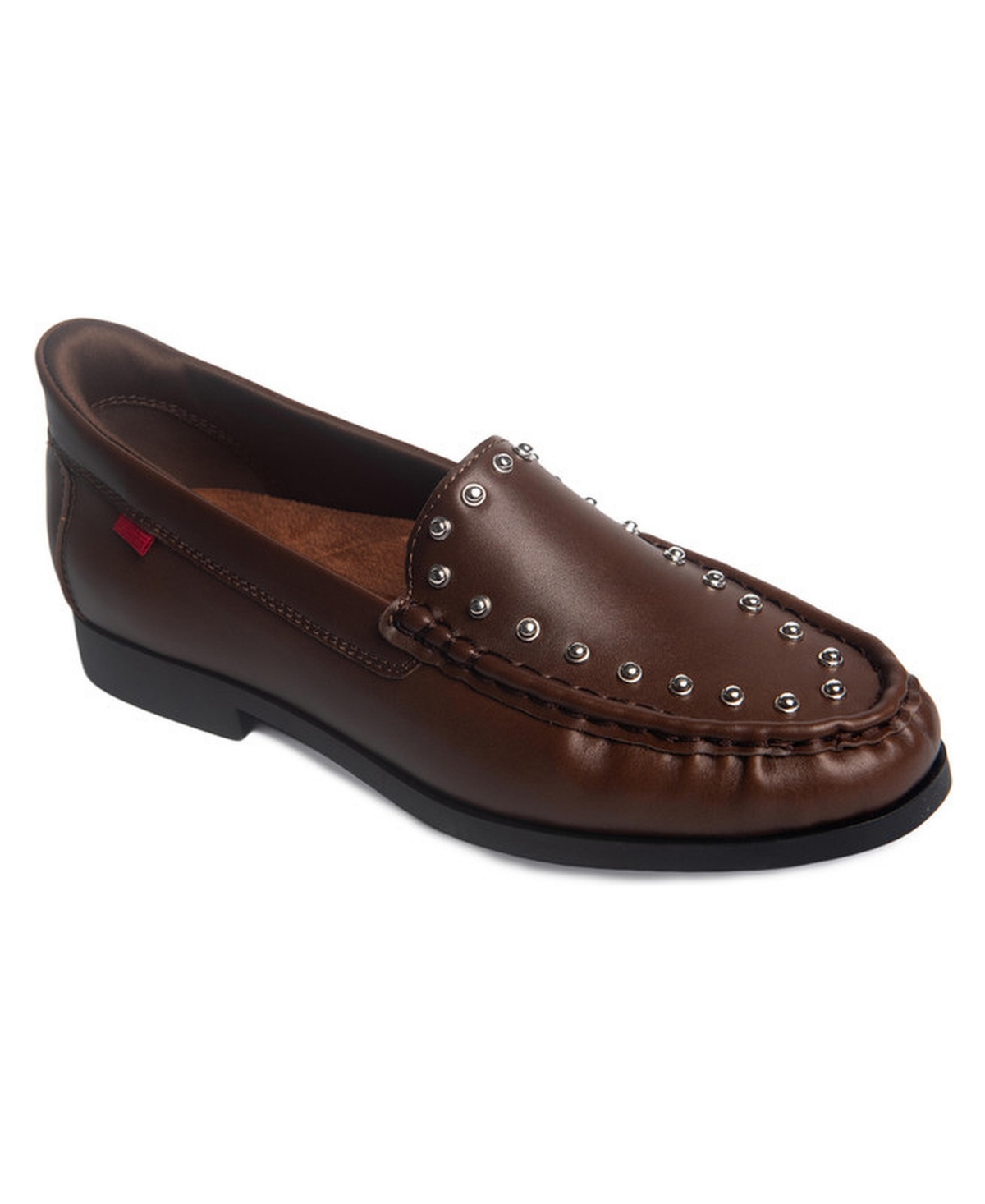 Marc Joseph New York Pearl Street Studded Hands-Free Technology Loafers - Brown napa leather