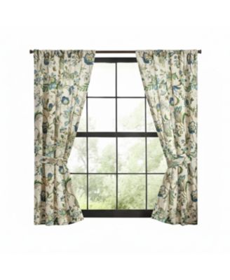 100percentage  Polyester Brissac Rod Pocket Tailored Grapevine and Check Pattern Curtain Panel Pair