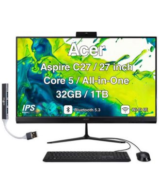 All-in-One Desktop,27 IPS FHD Display (Intel Core 5 120U, 32GB, 1TB SSD, Integrated Graphics, Win 11 Pro) with USB Hub